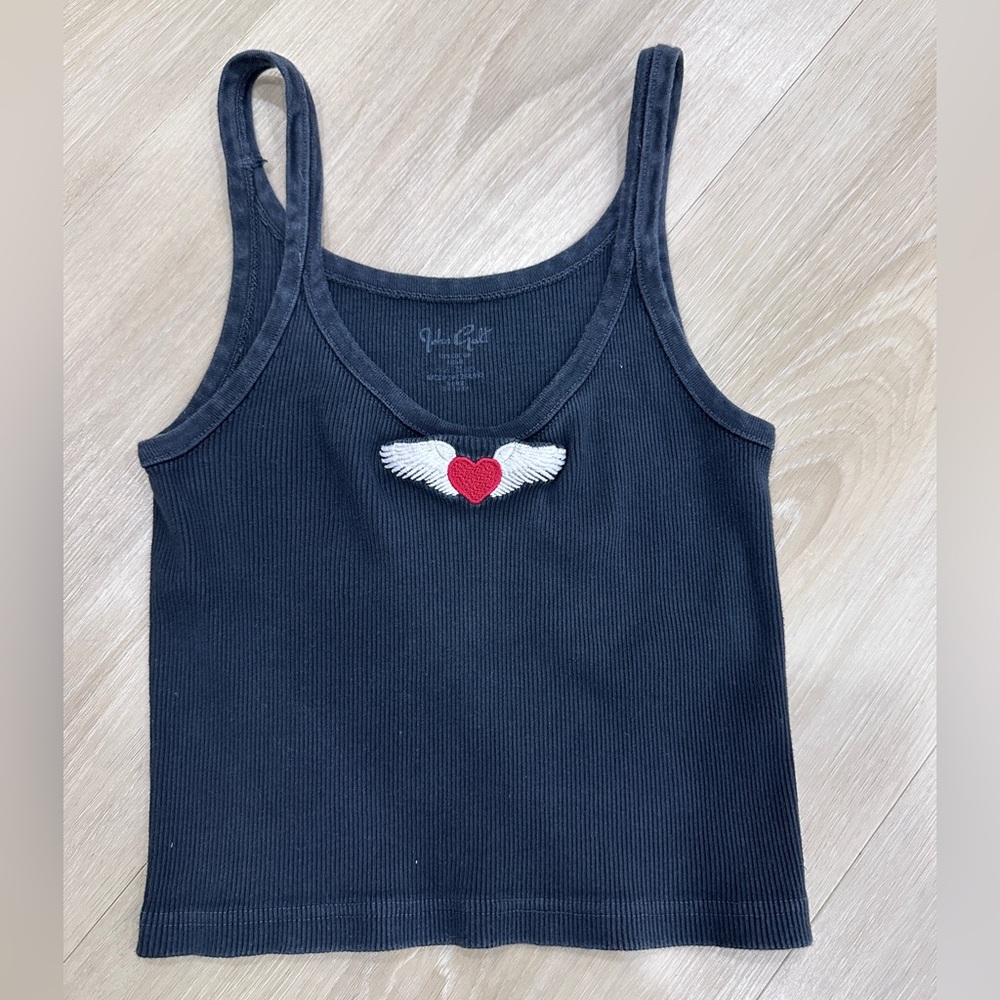 Brandy Melville/ John Galt flying heart tank, black, one size